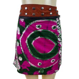 Reversible Womens Multi-Color Cotton Adjustable Waistband Circle Skirt
